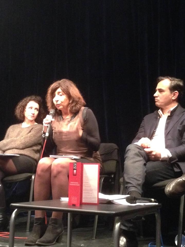Emilie Le Thoër (service juridique du CNT) , Panchika Velez (Présidente du SNMS) et François Adibi (Président du think tank Altair)